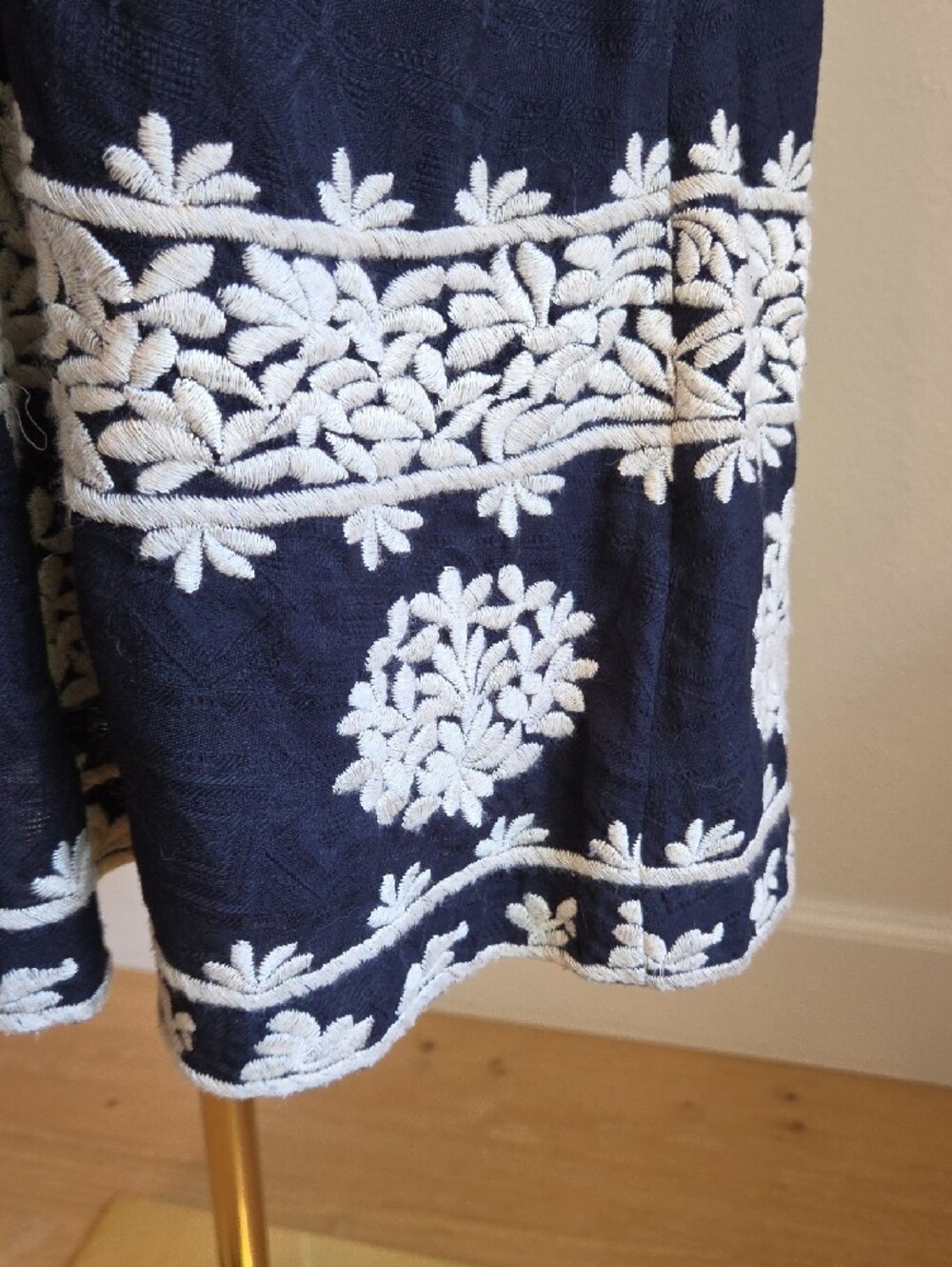 Anthropologie Black Midi Dress with Cream Floral Embroidery - Picture 11 of 15